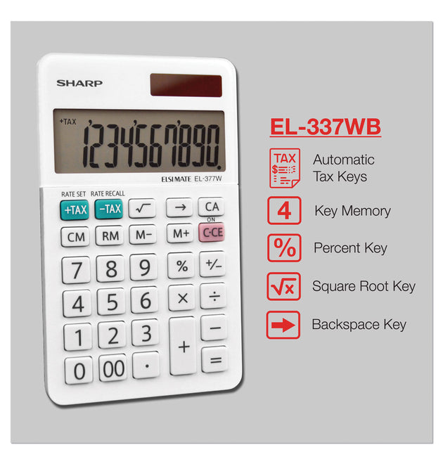 EL-377WB Large Pocket Calculator, 10-Digit LCD