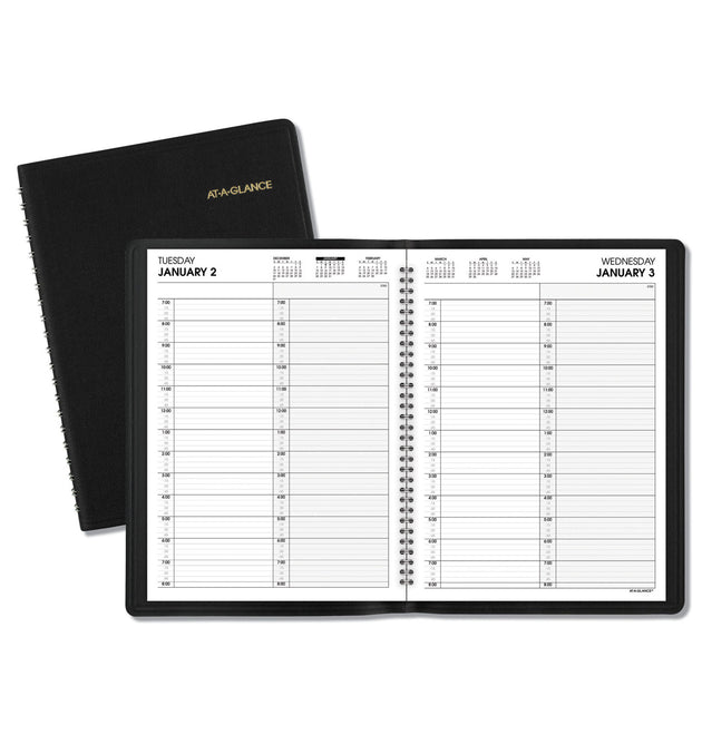 Two-Person Group Daily Appointment Book, 11 x 8, Black Cover, 12-Month (Jan to Dec): 2024