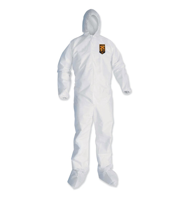 A35 Liquid and Particle Protection Coveralls, Zipper Front, Hooded, Elastic Wrists and Ankles, 2X-Large, White, 25/Carton