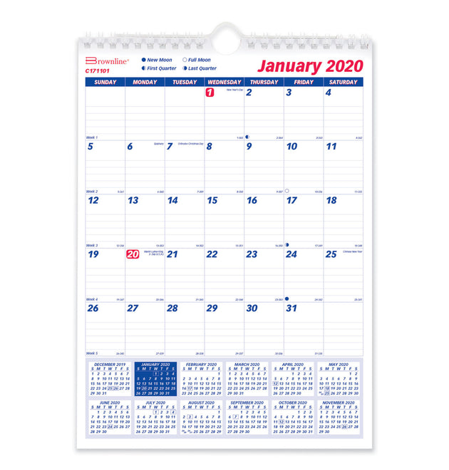 Twin-Wirebound Wall Calendar, One Month per Page, 8 x 11, White Sheets, 12-Month (Jan to Dec): 2024