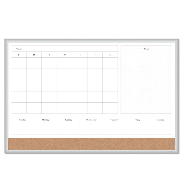 4N1 Magnetic Dry Erase Combo Board, 35 x 23, Tan/White Surface, Silver Aluminum Frame