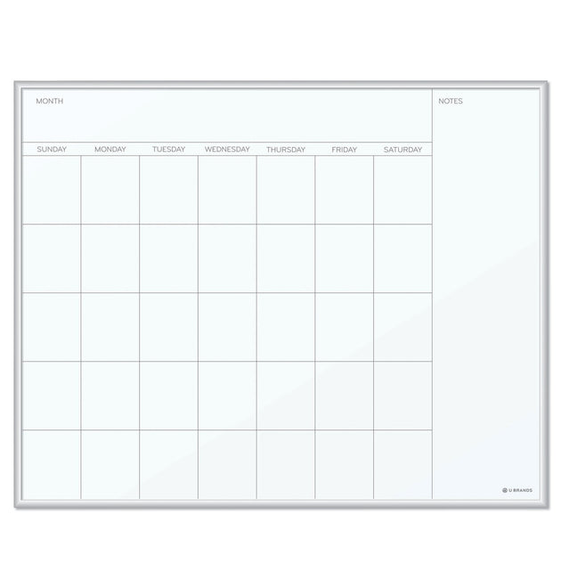 Magnetic Dry Erase Board, Undated One Month, 20 x 16, White Surface, Silver Aluminum Frame