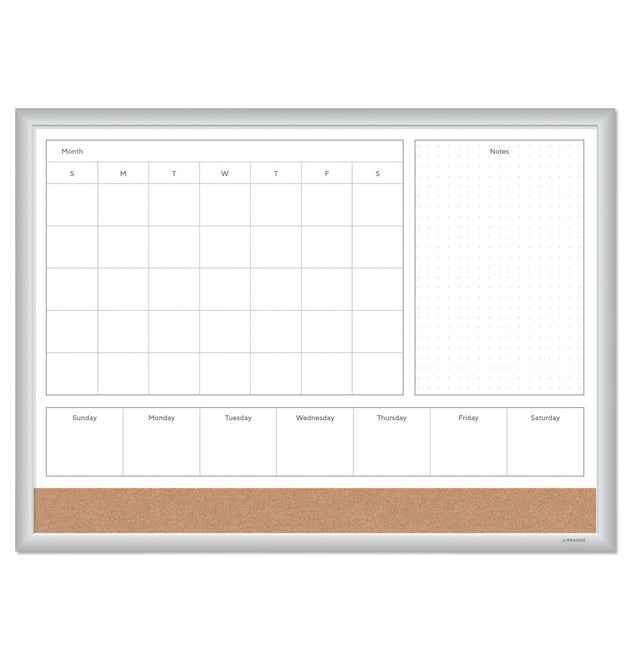 4N1 Magnetic Dry Erase Combo Board, 23 x 17, Tan/White Surface, Silver Aluminum Frame