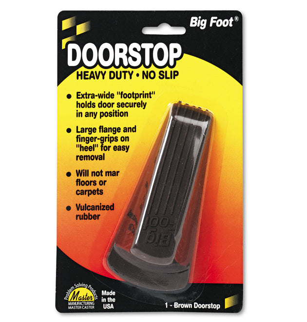 Big Foot Doorstop, No Slip Rubber Wedge, 2.25w x 4.75d x 1.25h, Brown