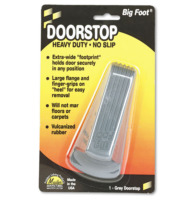 Big Foot Doorstop, No Slip Rubber Wedge, 2.25w x 4.75d x 1.25h, Gray