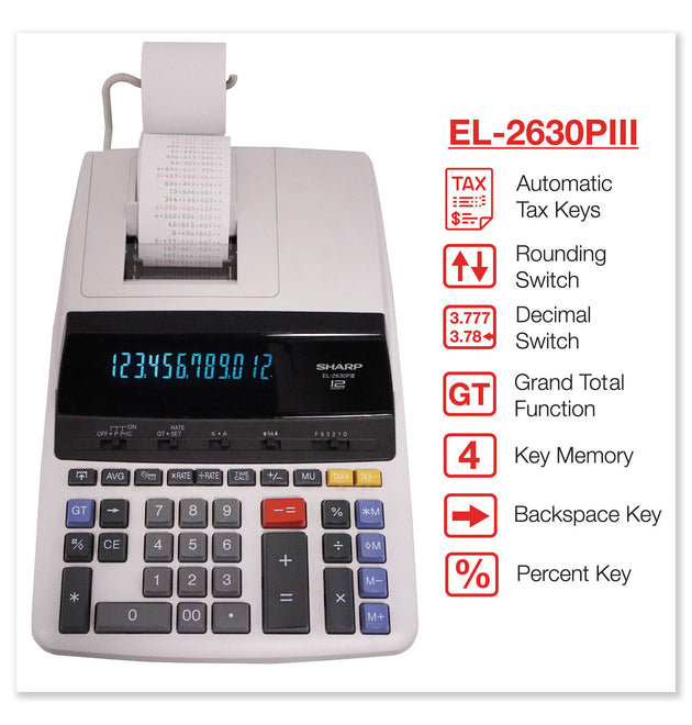 EL2630PIII Two-Color Printing Calculator, Black/Red Print, 4.8 Lines/Sec