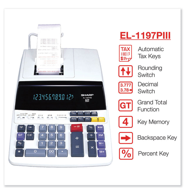 EL1197PIII Two-Color Printing Desktop Calculator, Black/Red Print, 4.5 Lines/Sec