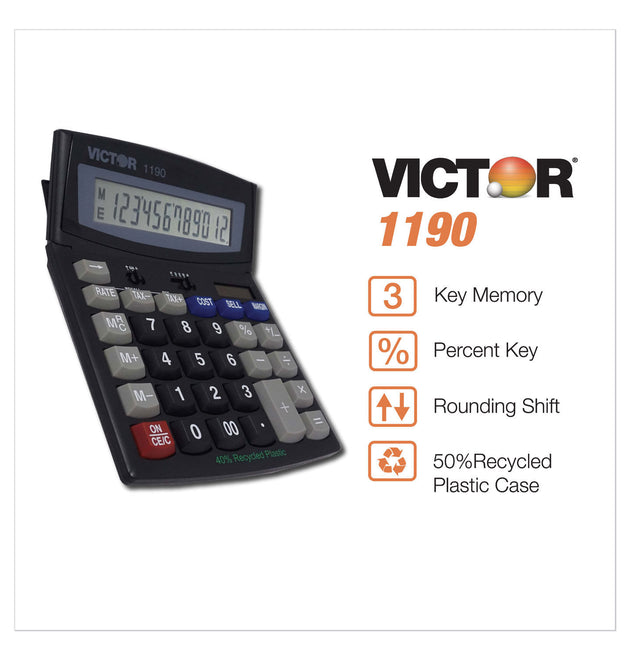 1190 Executive Desktop Calculator, 12-Digit LCD