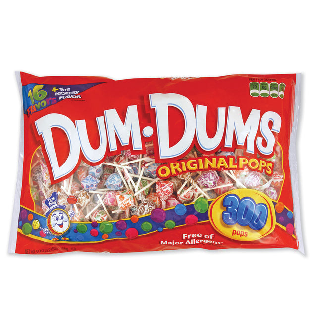 Dum-Dum-Pops, Assorted Flavors, Individually Wrapped, 300/Pack