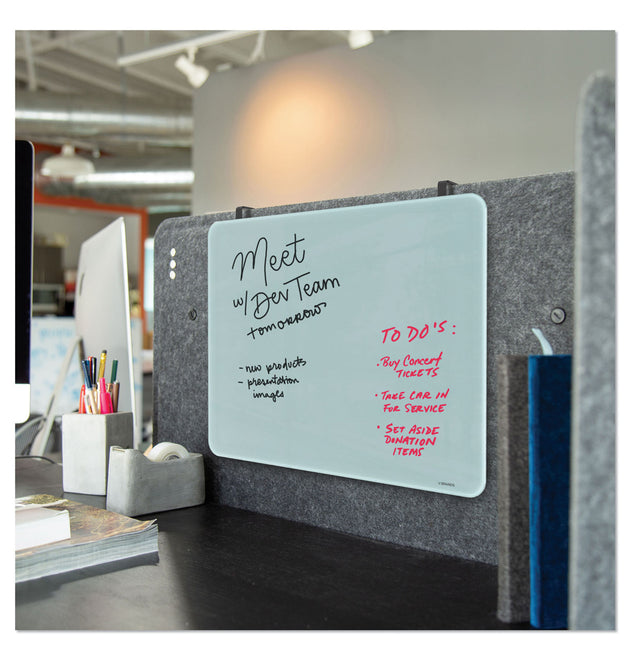 Cubicle Glass Dry Erase Board, 20 x 16, White Surface