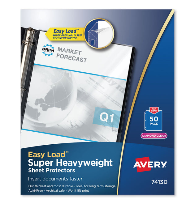 Avery Top Loading Nonstick Sheet Protectors, Super Heavy Gauge, Letter, Diamond Clear, 50/Box