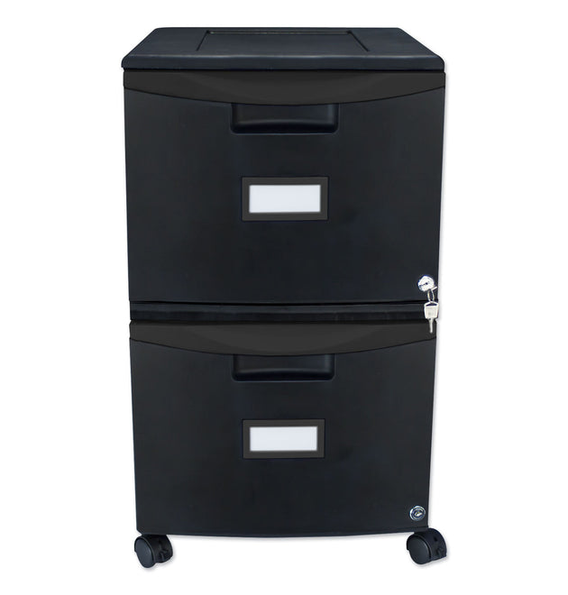 Two-Drawer Mobile Filing Cabinet, 2 Legal/Letter-Size File Drawers, Black, 14.75