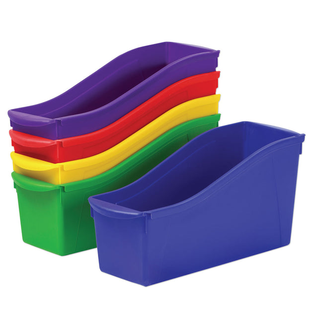 Interlocking Book Bins with Clear Label Pouches, 4.75