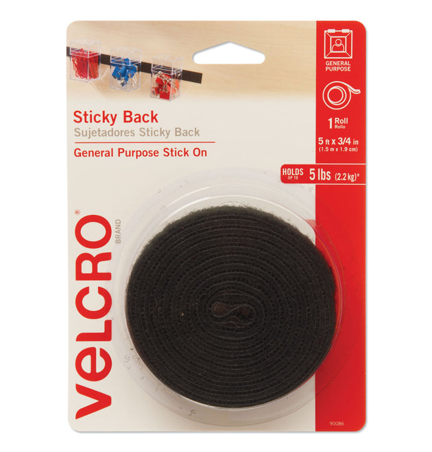 Sticky-Back Fasteners with Dispenser, Removable Adhesive, 0.75