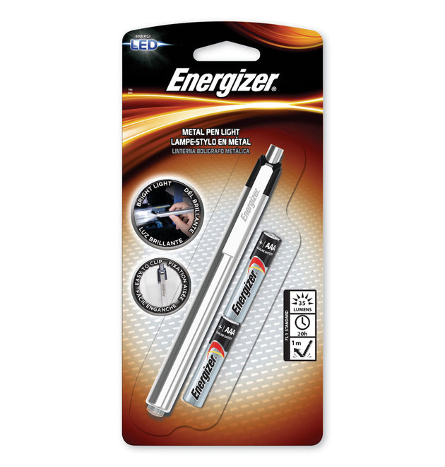 LED Pen Light, 2 AAA Batteries (Included), Silver/Black