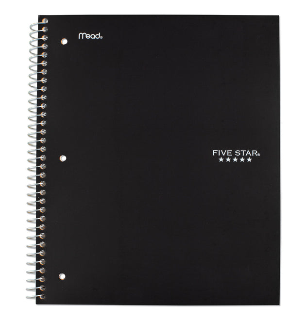 Wirebound Notebook with Two Pockets, 1-Subject, Medium/College Rule, Black Cover, (100) 11 x 8.5 Sheets