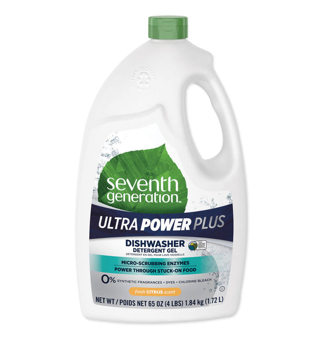 Natural Auto Dishwasher Gel, Ultra Power Plus, Fresh Citrus, 65 oz Bottle, 6/CT