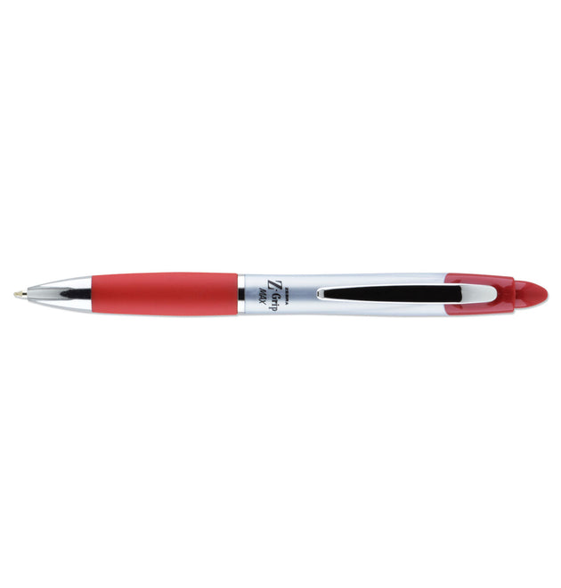 Z-Grip MAX Ballpoint Pen, Retractable, Medium 1 mm, Red Ink, Silver/Red Barrel, 12/Pack