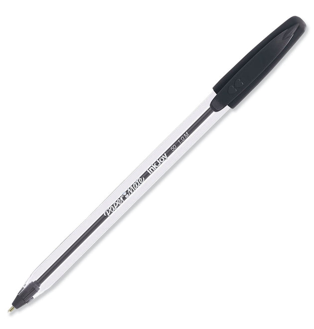 InkJoy 50ST Ballpoint Pen, Stick, Medium 1 mm, Black Ink, Clear Barrel, Dozen