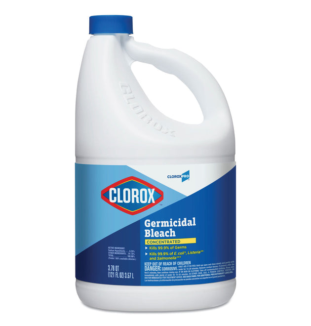 Concentrated Germicidal Bleach, Regular, 121 oz Bottle, 3/Carton