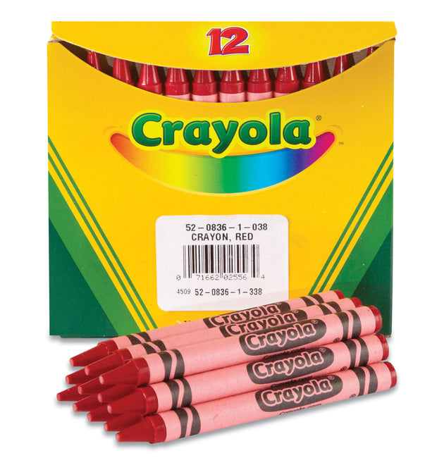 Bulk Crayons, Red, 12/Box