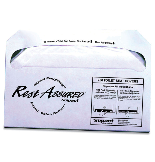 Rest Assured Seat Covers, 14.25 x 16.85, White, 250/Pack, 20 Packs/Carton