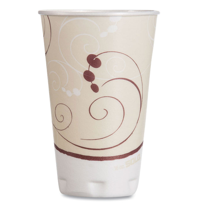 Trophy Plus Dual Temperature Insulated Cups in Symphony Design, 16 oz, Beige, 50/Pack, 15 Packs/Carton