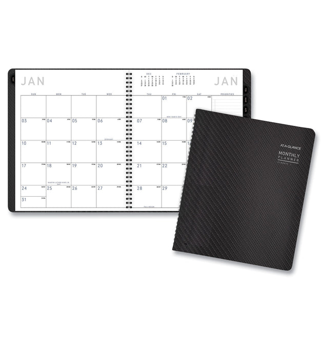 Contemporary Monthly Planner, Premium Paper, 11 x 9, Graphite Cover, 12-Month (Jan to Dec): 2024