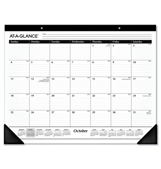 Academic Year Ruled Desk Pad, 21.75 x 17, White Sheets, Black Binding, Black Corners, 16-Month (Sept to Dec): 2023 to 2024