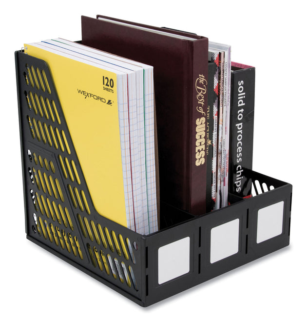 Literature File, Three Slots, 10 x 10 x 10.25, Black