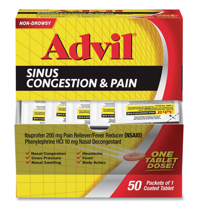 Sinus Congestion and Pain Relief, 50/Box