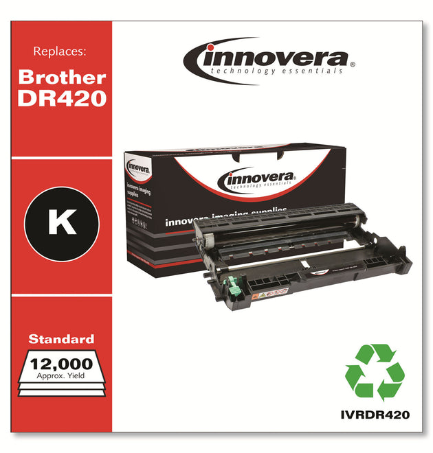 Remanufactured Black Drum Unit, Replacement for DR420, 12,000 Page-Yield