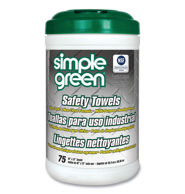 Safety Towels, 1-Ply, 10 x 11.75, White, Unscented, 75/Canister, 6 Canisters/Carton