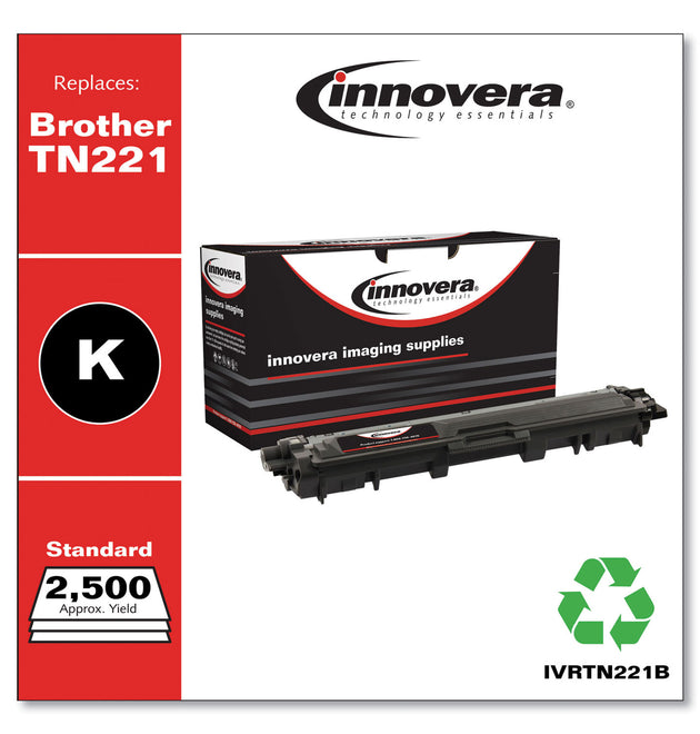 Remanufactured Black Toner, Replacement for TN221BK, 2,500 Page-Yield