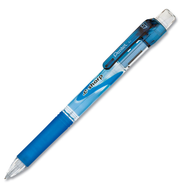 .e-Sharp Mechanical Pencil, 0.7 mm, HB (#2), Black Lead, Blue Barrel, Dozen