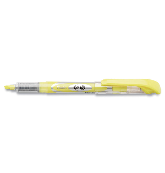 24/7 Highlighters, Bright Yellow Ink, Chisel Tip, Bright Yellow/Silver/Clear Barrel, Dozen