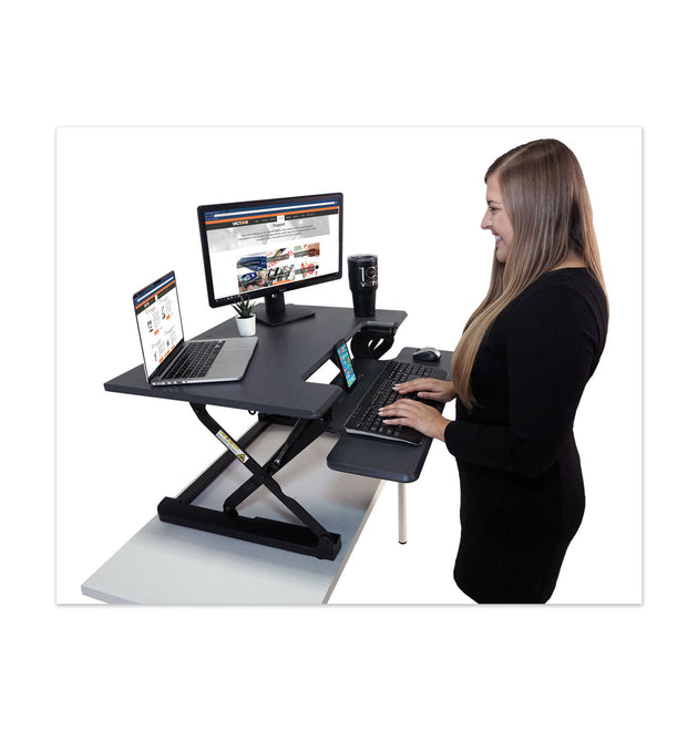 High Rise Height Adjustable Standing Desk with Keyboard Tray, 31