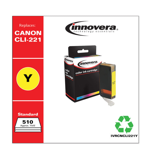 Remanufactured Yellow Ink, Replacement for CLI-221Y (2949B001), 510 Page-Yield