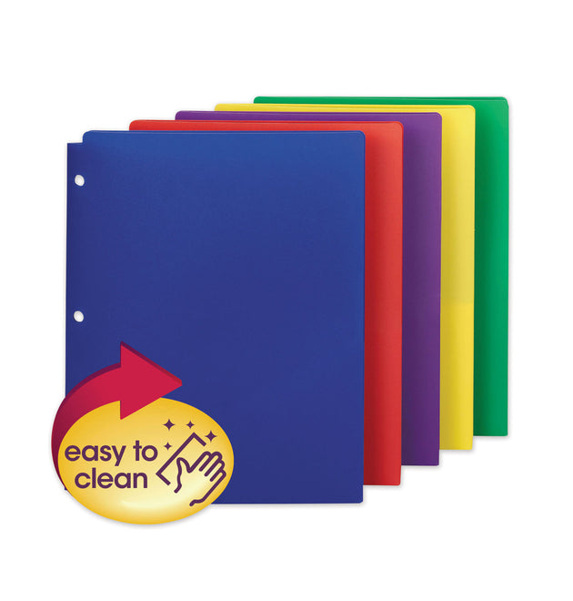 Poly Snap-In Two-Pocket Folder, 50-Sheet Capacity, 11 x 8.5, Assorted, 10/Pack