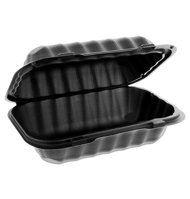 EarthChoice SmartLock Microwavable MFPP Hinged Lid Container, 9 x 6 x 3.25, Black, Plastic, 270/Carton