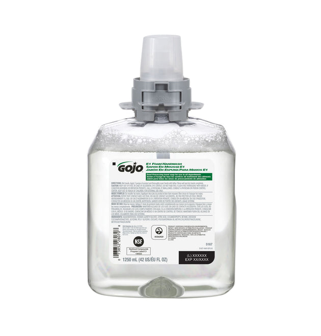 E1 Foam Handwash, Fragrance-Free, 1,250 mL, 4/Carton