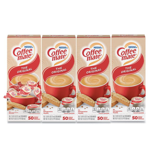 Liquid Coffee Creamer, Original, 0.38 oz Mini Cups, 50/Box, 4 Boxes/Carton, 200 Total/Carton