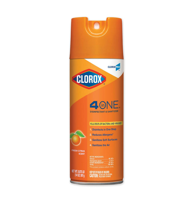 4-in-One Disinfectant and Sanitizer, Citrus, 14 oz Aerosol Spray