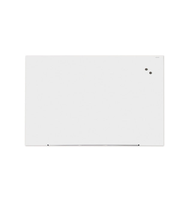 Frameless Magnetic Glass Marker Board, 72 x 48, White Surface