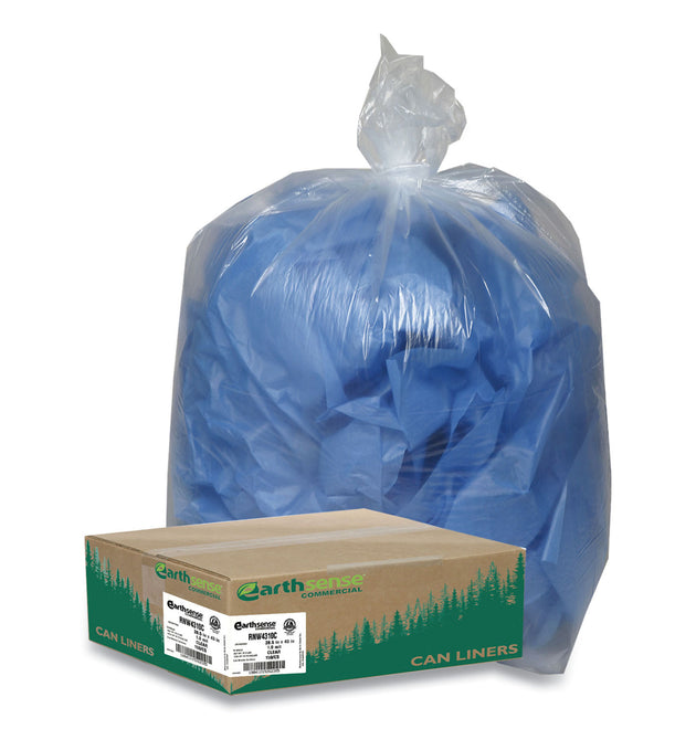 Linear Low Density Clear Recycled Can Liners, 23 gal, 1.25 mil, 28.5