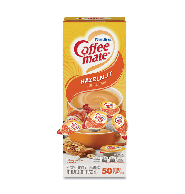 Liquid Coffee Creamer, Hazelnut, 0.38 oz Mini Cups, 50/Box