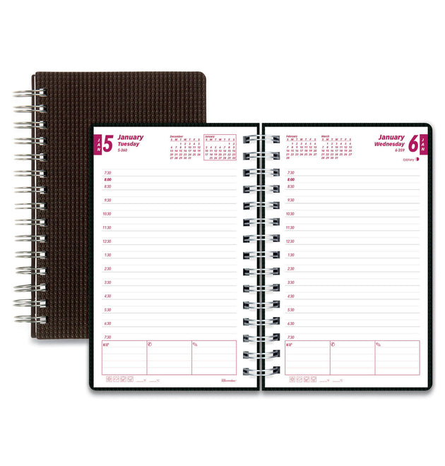 DuraFlex Daily Planner, 8 x 5, Black Cover, 12-Month (Jan to Dec): 2024