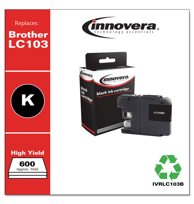 Remanufactured Black High-Yield Ink, Replacement for LC103BK, 600 Page-Yield