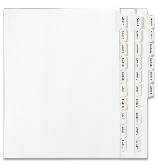 Preprinted Legal Exhibit Side Tab Index Dividers, Allstate Style, 26-Tab, Exhibit A to Exhibit Z, 11 x 8.5, White, 1 Set