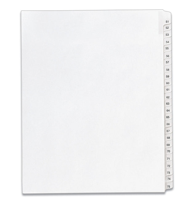 Preprinted Legal Exhibit Side Tab Index Dividers, Allstate Style, 25-Tab, 51 to 75, 11 x 8.5, White, 1 Set, (1703)